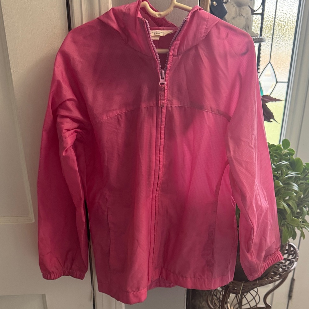 Girls' Hot Pink Lightweight Hooded Raincoat Windbreaker
